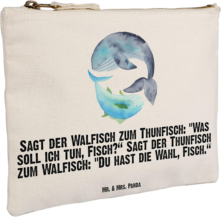 Mr. & Mrs. Panda Kulturbeutel Walfisch Thunfisch Grösse XL Grosse - Geschenk, Wahl, Spruch des Tages