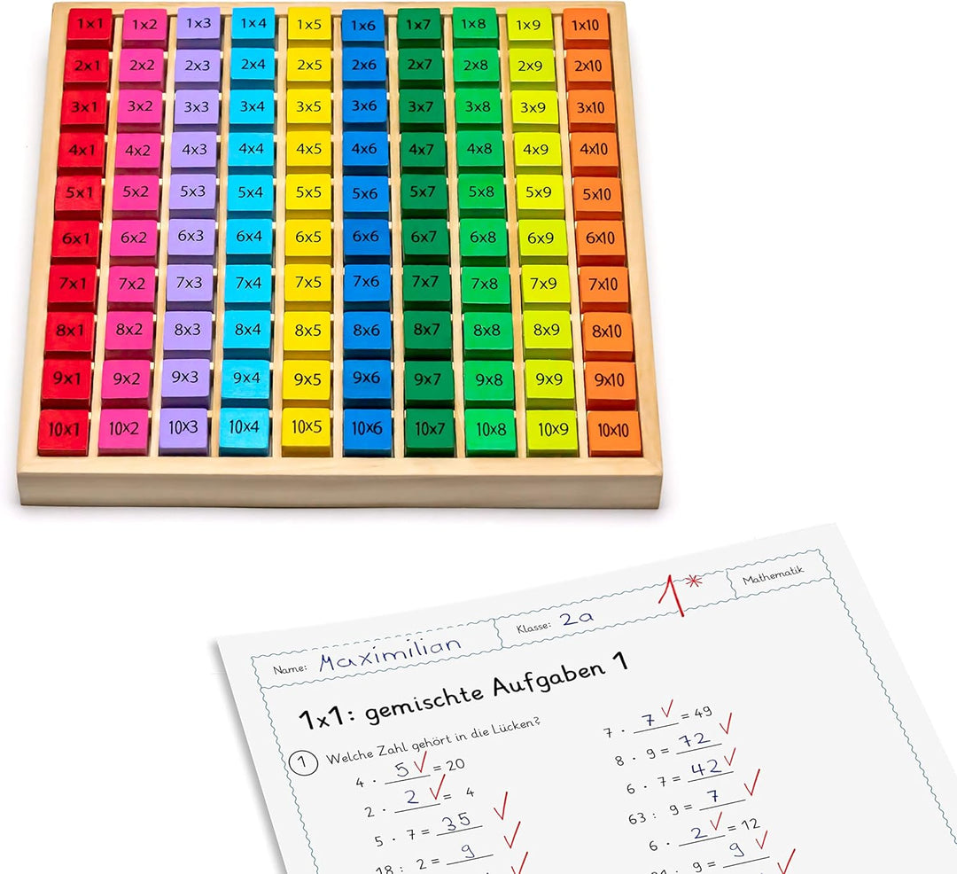 Natureich 2X Rechenbrett - 1x1, Division, Multiplikationsbrett, Mal, Geteilt Lernen für Grundschüler