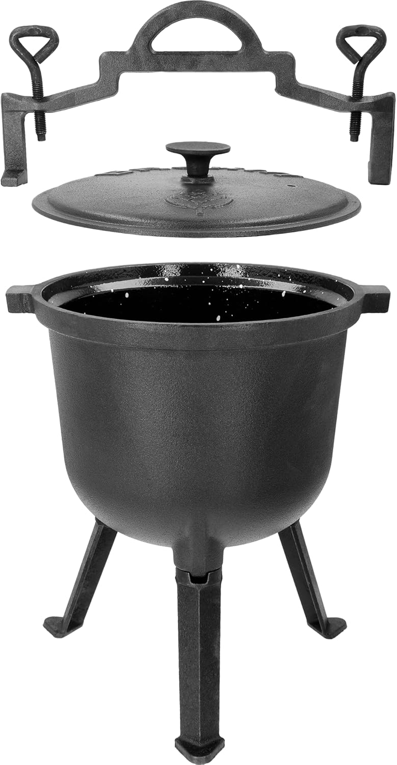 BROWIN® Gusseiserner Jagdkessel 330516 | 8 Liter | 40 cm Höhe | mit Griffen 32 cm Breite | Emaillier