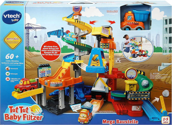 VTech TUT TUT Baby Flitzer - Mega Baustelle – Interaktives Spielset mit beweglichen Elementen, Melod