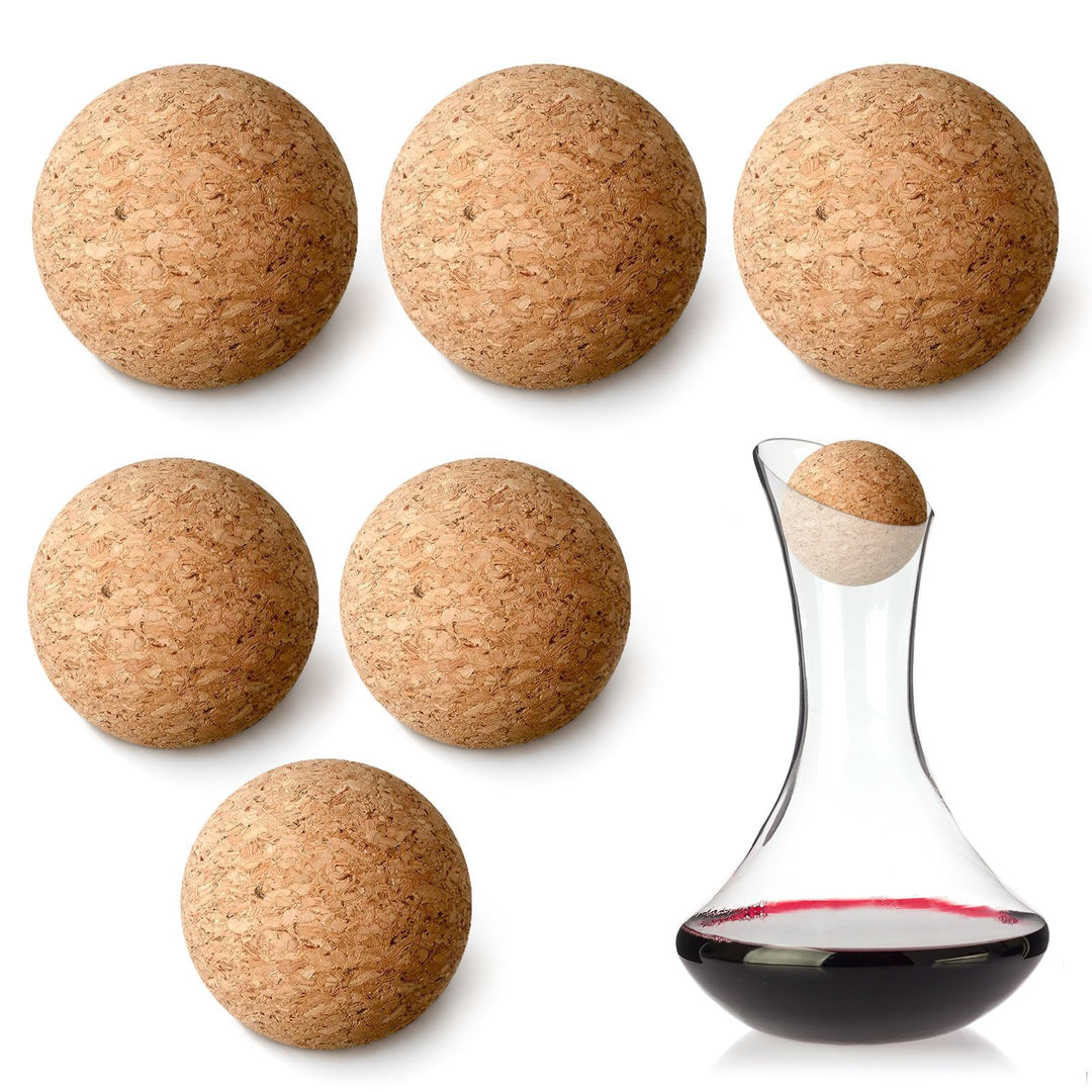 6 Stück Weinkorkkugeln, Holzkorkkugelstopfen für Weindekanter, Karaffe, Flasche, Ersatz-Glasdekanter