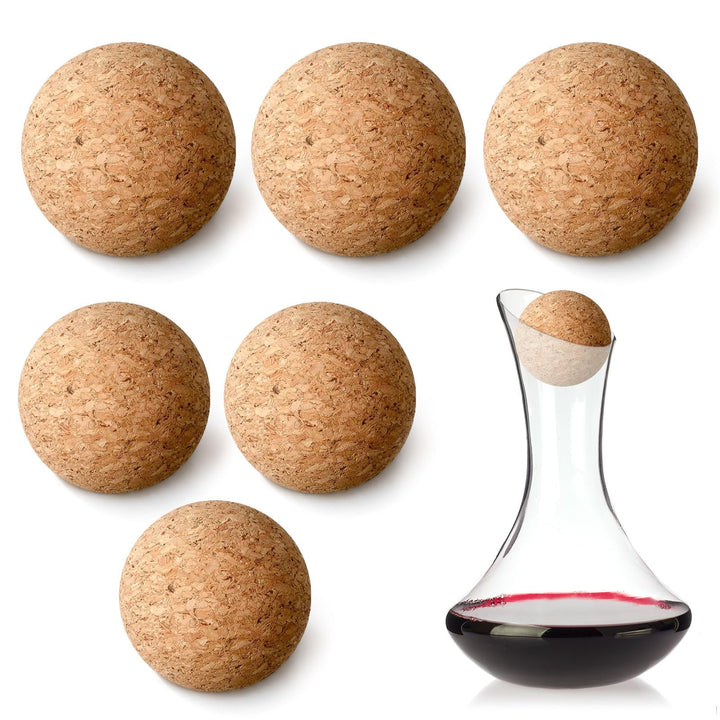 6 Stück Weinkorkkugeln, Holzkorkkugelstopfen für Weindekanter, Karaffe, Flasche, Ersatz-Glasdekanter