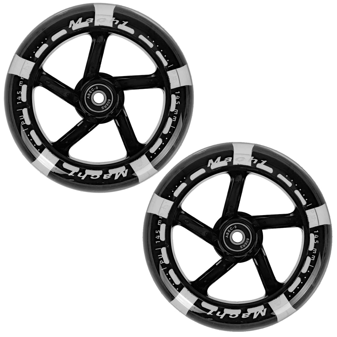 2 Stück 145x30mm Mach1 Kickscooter Rollen-Set inklusive Kugellager + Spacer - Cityroller Ersatz Reif