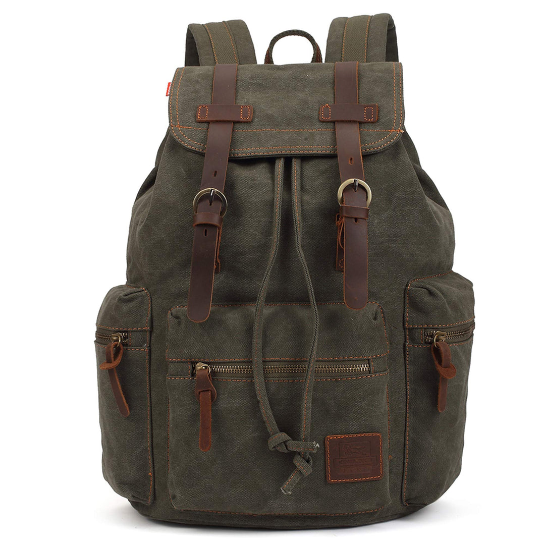 KAUKKO Vintage Canvas Rucksack für Damen und Herren Retro Stylischer Rucksack Outdoor Reisen Wandern