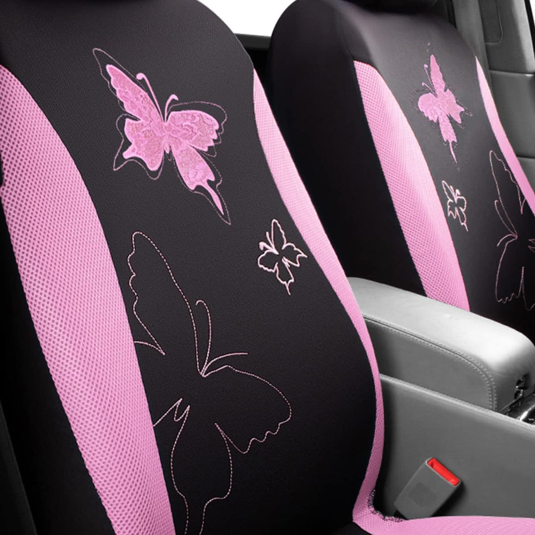 Flying Banner Maschen Schmetterling Universal für Auto Sitzbezüge Mit Seitenairbags (Rosa, Vordersit