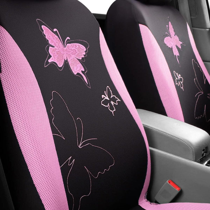 Flying Banner Maschen Schmetterling Universal für Auto Sitzbezüge Mit Seitenairbags (Rosa, Vordersit