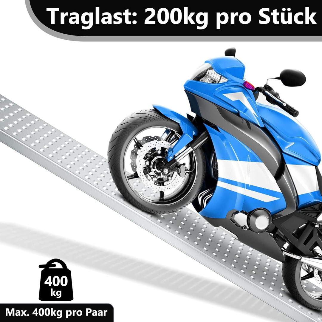 Tubiaz 2X Auffahrrampe, Verladerampe 400kg,rutschfeste Verladeschiene, Verzinkter Stahl Auto Laderam