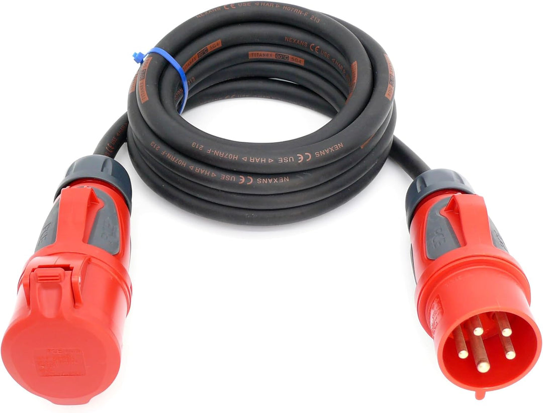 CEE Starkstromkabel (1,5m-50m) 32A Verlängerungskabel Titanex H07RN-F 5x4mm² mit PCE Grip Stecker un