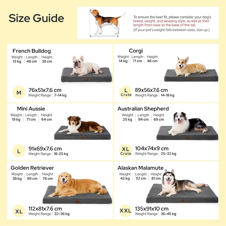 BEDSURE orthopädisches Hundebett mittelgrosse Hunde - 91x69x7.6cm Hundekissen flauschig Hundematte w
