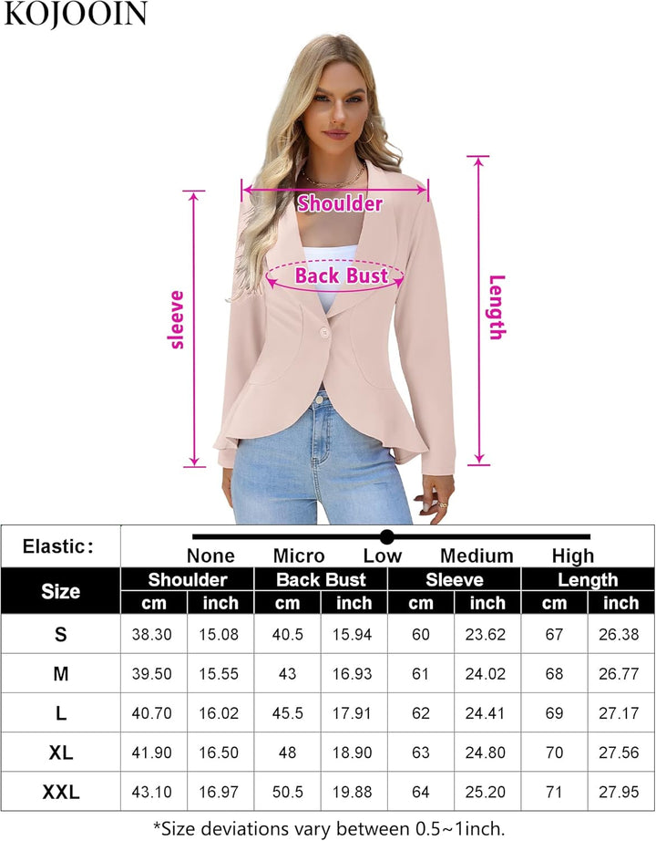 KOJOOIN Damen-Blazer Casual Open Front Cardigan Langarm-Blazer Cardigan Lässiger Arbeits-Blazer Büro