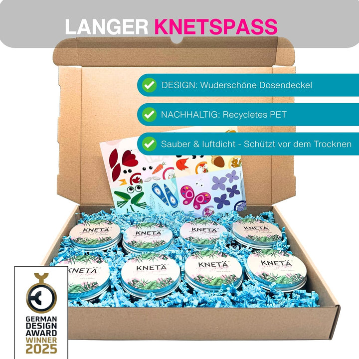 8er Knete Set inklusive 2 Bastelkarte TürkisI Für Kinder ab 1 Jahr I I 8 Farben 8er Set Türkis, 8er