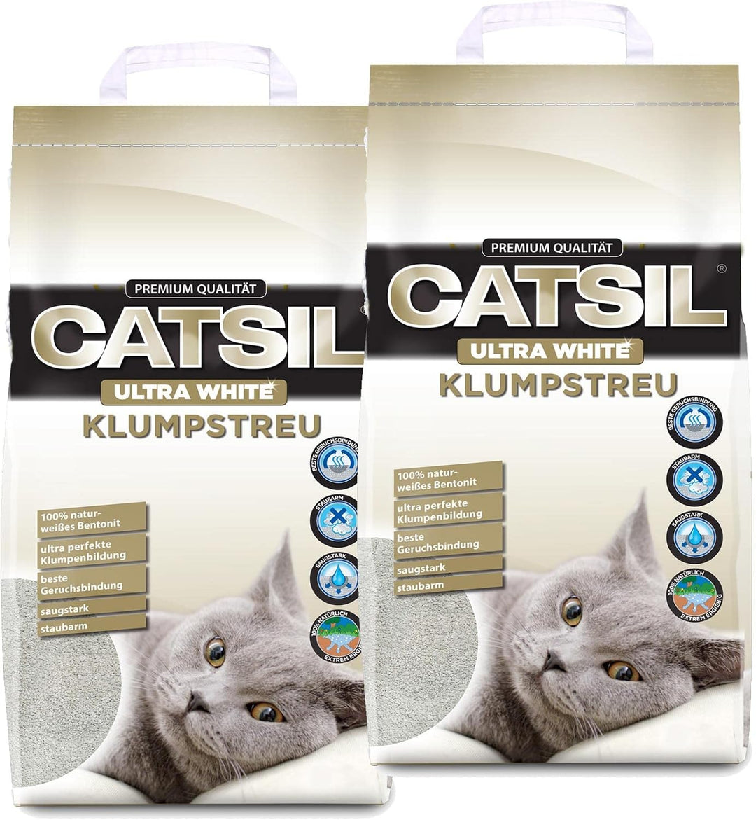 2x15 l Catsil white Cat mit Babypuderduft klumpstreu Katzenstreu