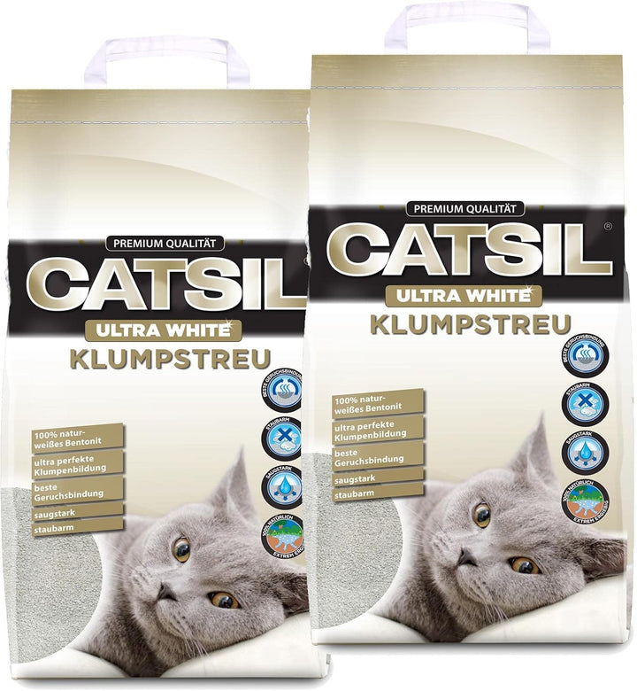 2x15 l Catsil white Cat mit Babypuderduft klumpstreu Katzenstreu
