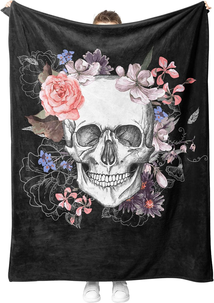 Halloween Decke Kuscheldecken Skelett Totenkopf Wohndecken Dicke Decke Winter warm Sofadecken Decke