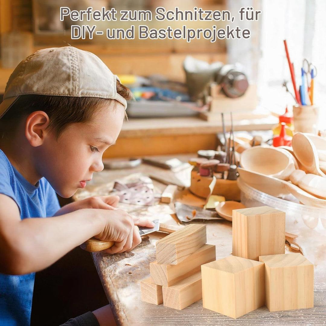 Schnitzholz Linde, 22er Pack Holzblöcke, 3 Grössen Lindenholz zum Schnitzen, Lindenholz-Schnitzblöck