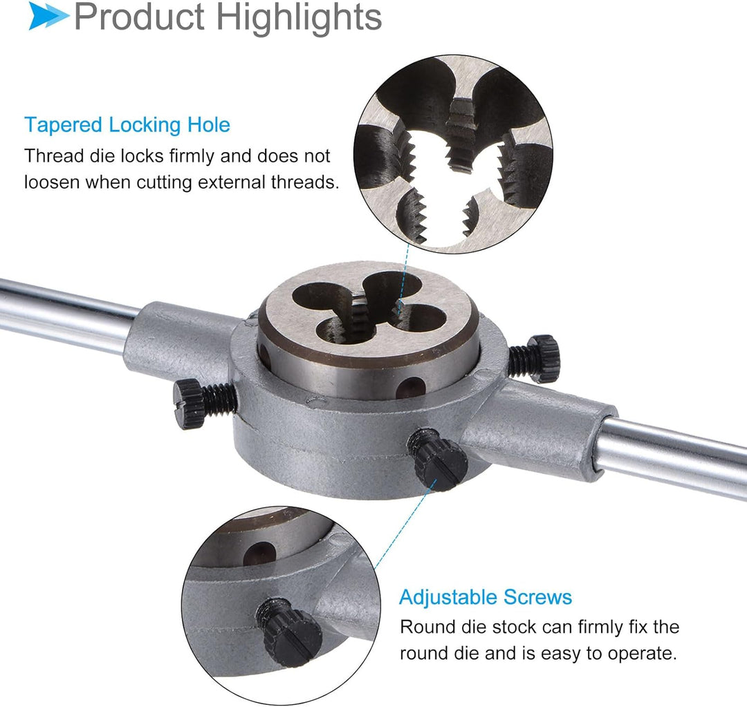 Die Stock Griff Set, M14x2 Gewindeschneideisen & Passendes 38mm Aussendurchmesser / M12-M16 Gewindes