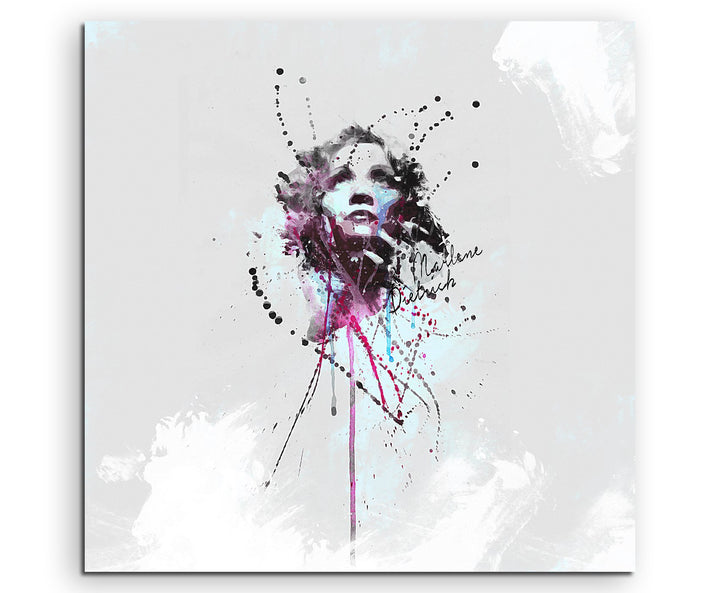 Paul Sinus Art Marlene Dietrich 60x60cm Keilrahmenbild Kunstbild Aquarell Art Wandbild auf Leinwand