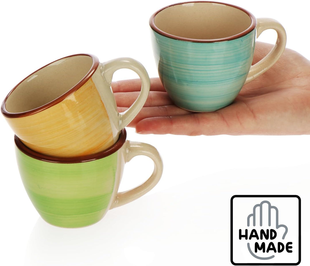 com-four® 12x Espressotassen aus Keramik bis 125 ml - bunte Mokkatassen - handgefertigte kleine Kaff