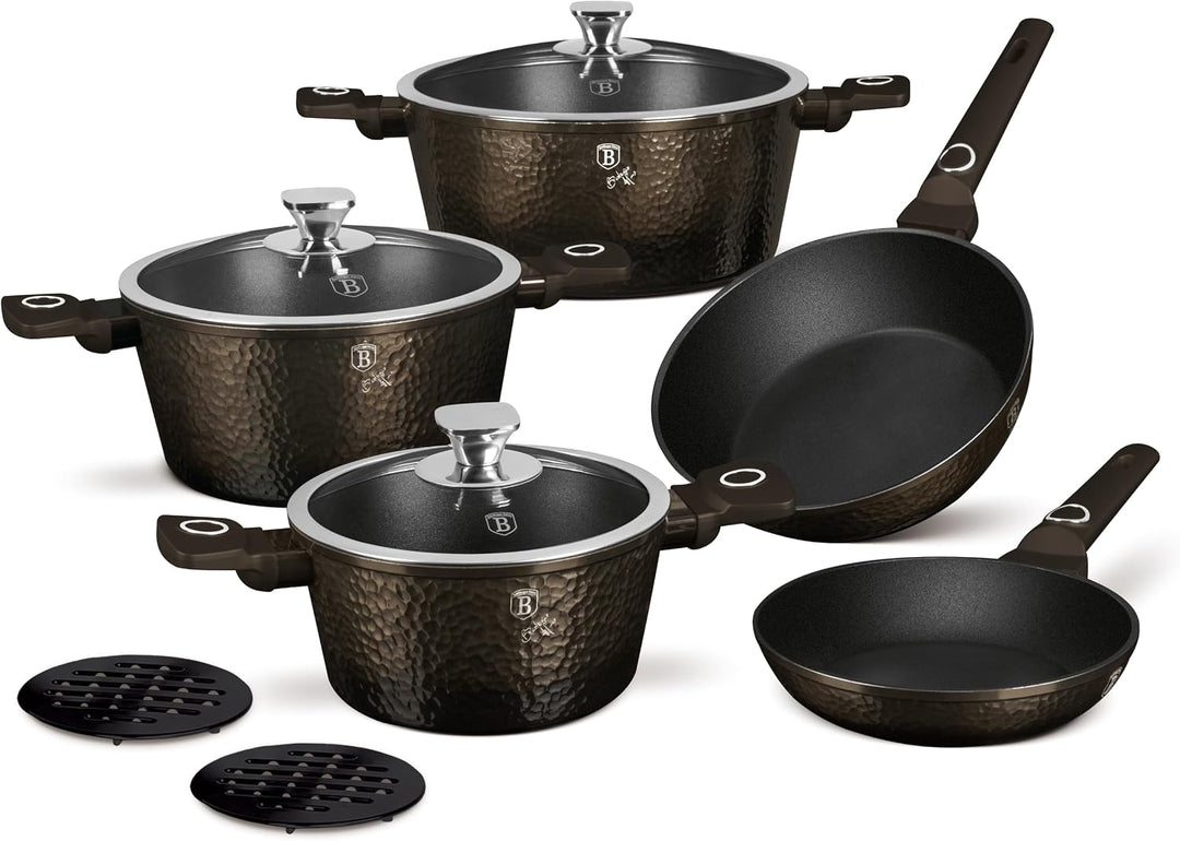 Berlinger Haus Titanbeschichtetes Kochgeschirr Set 10-teilig - Primal Gloss Kollektion, antihaftbesc