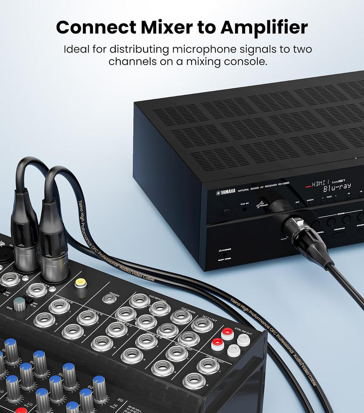 Tisino Balanced XLR Splitter Kabel, 1 Buchse auf 2 Stecker Patch Mikrofonkabel XLR Y Splitter Kabel