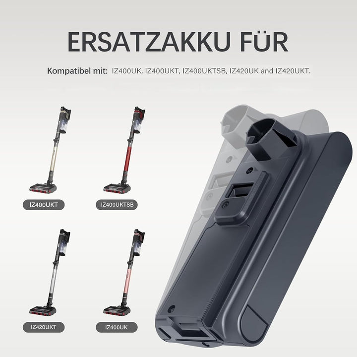 25,2V 3500mAh Ersatzakku für Shark XBATR725SLEU /XBATR725SL – Kompatibel mit IZ400UKT, IZ400EUTBK