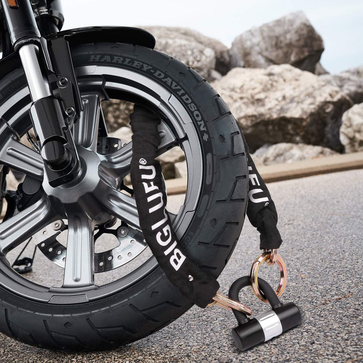 BIGLUFU Fahrradschloss Kettenschloss mit 4 Schlüssel Hohe Sicherheit, 100/120/150cm Lang Motorradsch