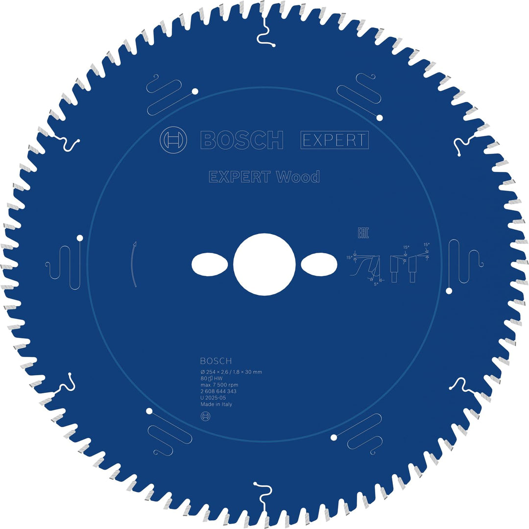Bosch Professional 1x Kreissägeblatt Expert for Wood (Holz, Sägeblatt Ø 254 x 30 x 2,6 mm, Zähne 80,