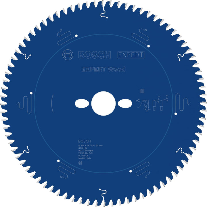 Bosch Professional 1x Kreissägeblatt Expert for Wood (Holz, Sägeblatt Ø 254 x 30 x 2,6 mm, Zähne 80,
