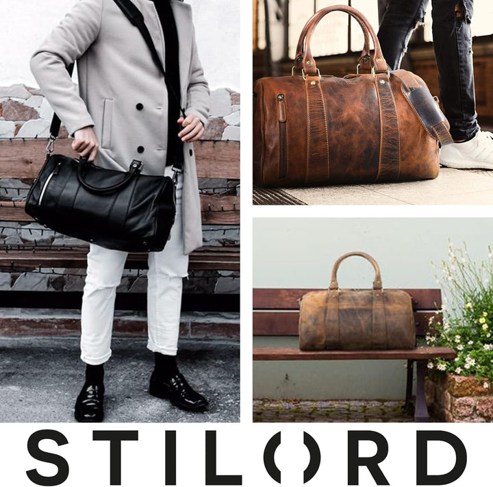 STILORD 'Keanu' Leder Weekender Herren kleine Vintage Reisetasche zum Umhängen Handgepäck Reisegepäc