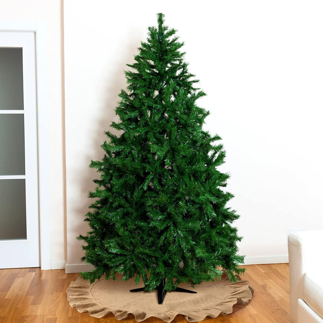 120 cm Weihnachtsbaum Rock Leinen Weihnachtsbaum Decke Plissee Christbaumdecke mit Rüschen Rustikal