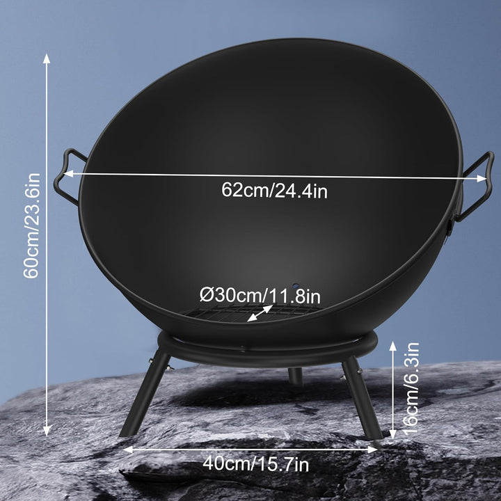 Feuerschale 62 cm Feuerschalen für den Garten, Terrasse & Balkon Feuerkorb Camping aus Stahl Feuerst