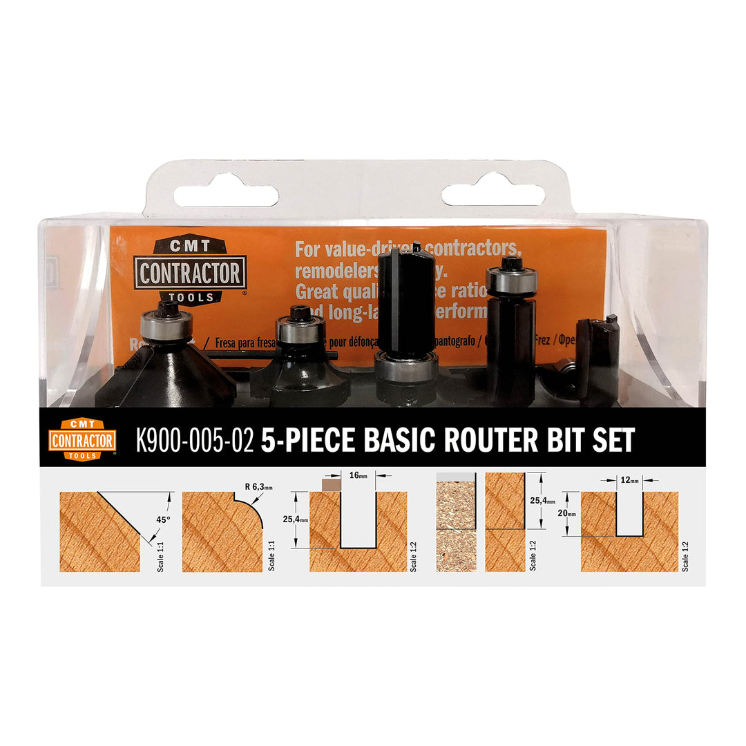 CMT Orange Tools K900-005-02 Set 5 Scheibenfräse/Profilate HW Z2 S=8 D=12/16/12.7/25/35 DX