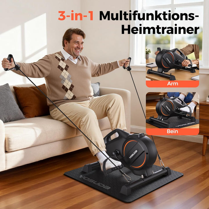 YOSUDA Pedaltrainer, Beintrainer für Zuhause mit 2 Widerstandsbändern und Rutschfester Matte, Mini H