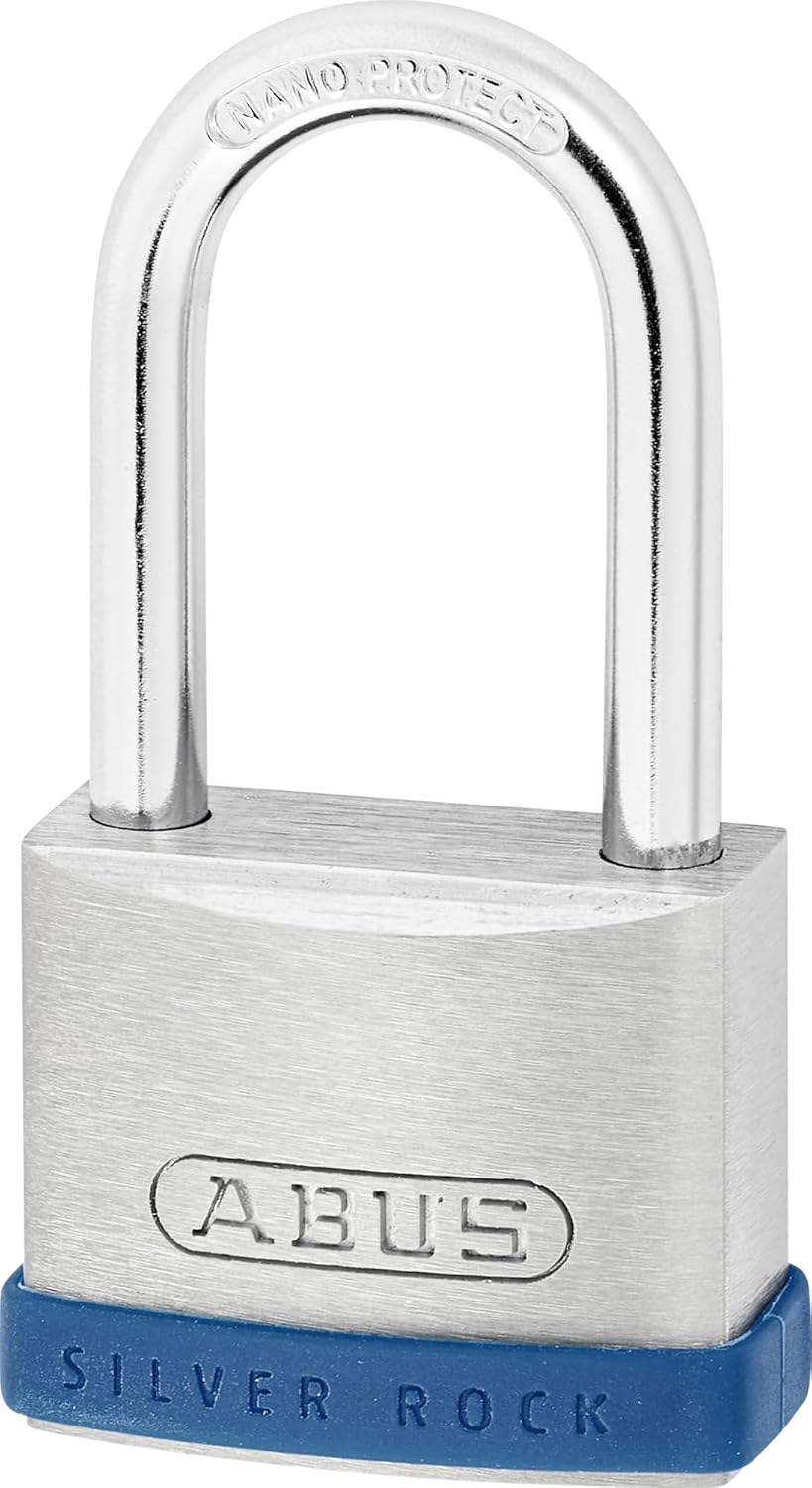 ABUS Vorhängeschloss Silver Rock 5/40HB40 mit hohem Bügel - aus massivem Zink - mit Silikon Schutzra