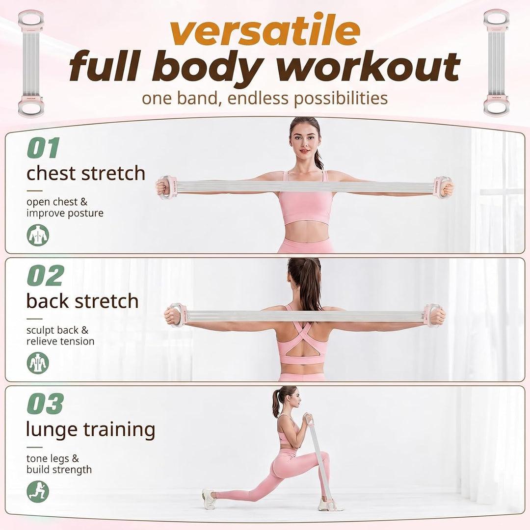 RANJIMA Chest Expander Fitness Widerstandsband verstellbar mit Griffen, Arm Brust Rücken Training Ge