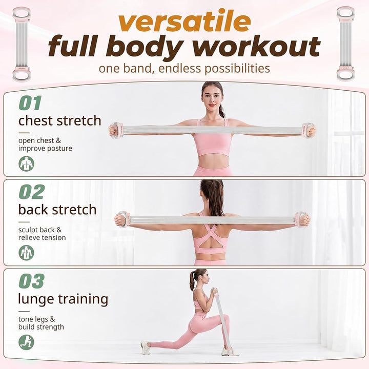 RANJIMA Chest Expander Fitness Widerstandsband verstellbar mit Griffen, Arm Brust Rücken Training Ge