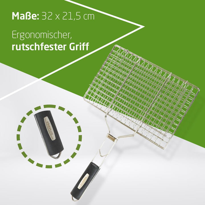 Amig – Grillrost für Barbecue – Doppelter Grillrost mit Sicherheitsverschluss und rutschfestem Griff