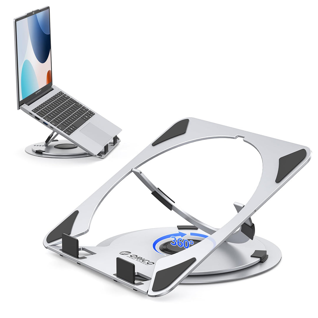ORICO Laptop Ständer Höhenverstellbarer, Belüfteter Aluminium Laptop Stand mit 360° Drehbasis, Ergon