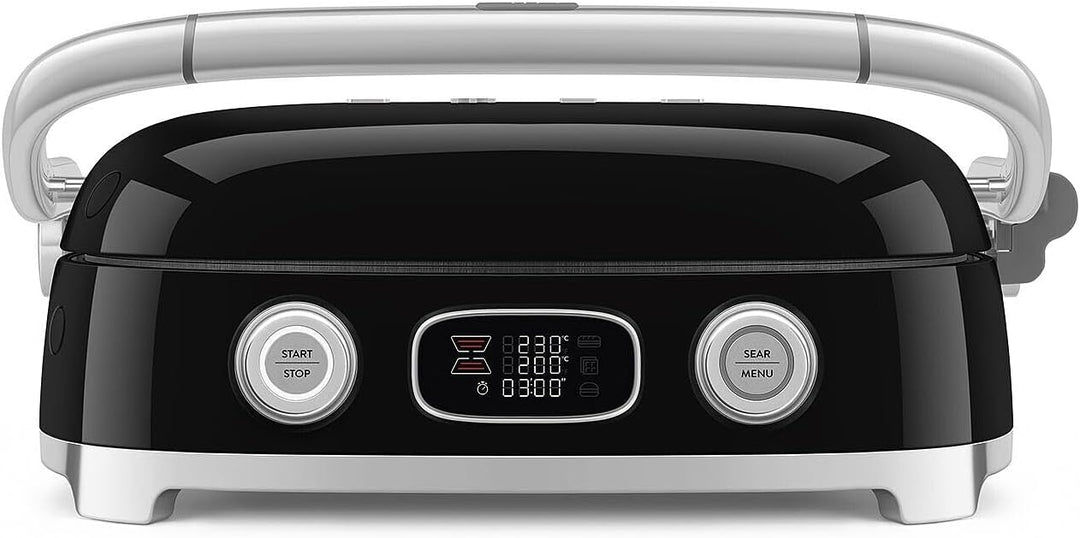 Smeg, MGF01BLEU, Elektrischer 3-in-1-Multifunktionsgrill, Schwarz, Schwarz
