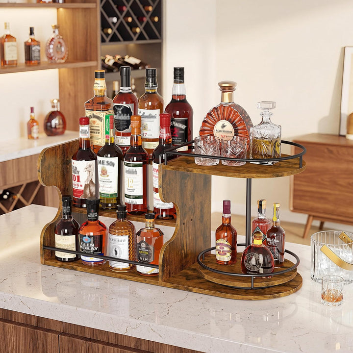 Retro-Farbe 3-stufiges Flaschenregal, Drehbar, Whisky-Display