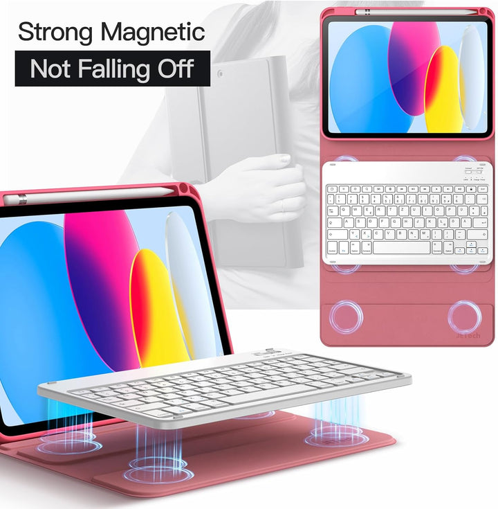 JETech Keyboard Hülle für iPad (A16) 11./10. Generation (2025/2022) mit Stifthalter, Magnetisch Abne