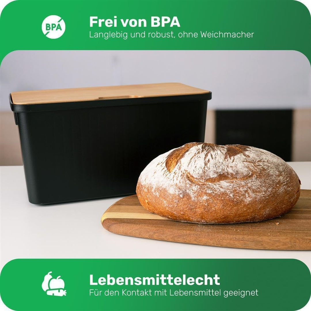 Novaliv 2x Brotkasten mit Deckel 32x20x16,5cm Brotbox für Brotaufbewahrung Brotkasten Holz für Brot