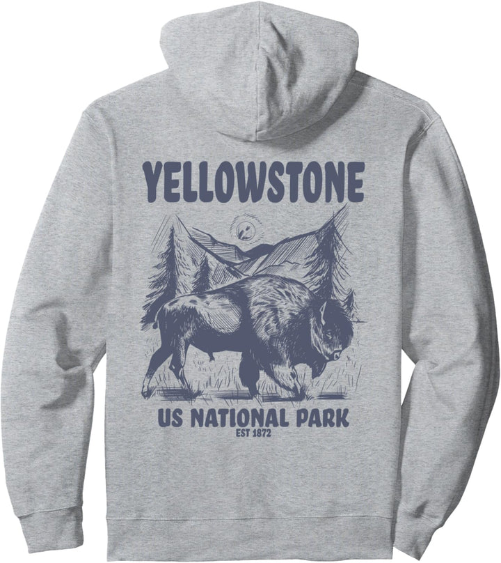 Yellowstone US National Park 1872 Bison Gebirgslandschaft Pullover Hoodie
