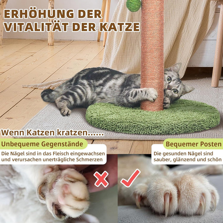 Kratzsäulen 84 cm niedlicher Katzenkratzer Kätzchen Kratzbaum mit Sisalseil für Wohnungskatzen Palme
