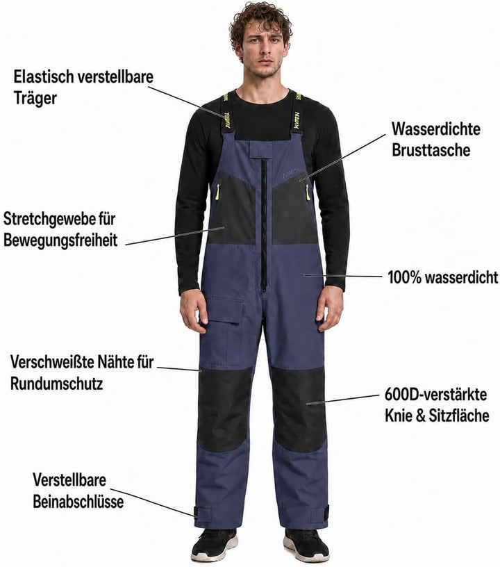 Herren Offshore Segelanzug 2-Lagen Wasserdicht Atmungsaktiv | Profi Segeljacke mit Neon-Kapuze &amp; Ref