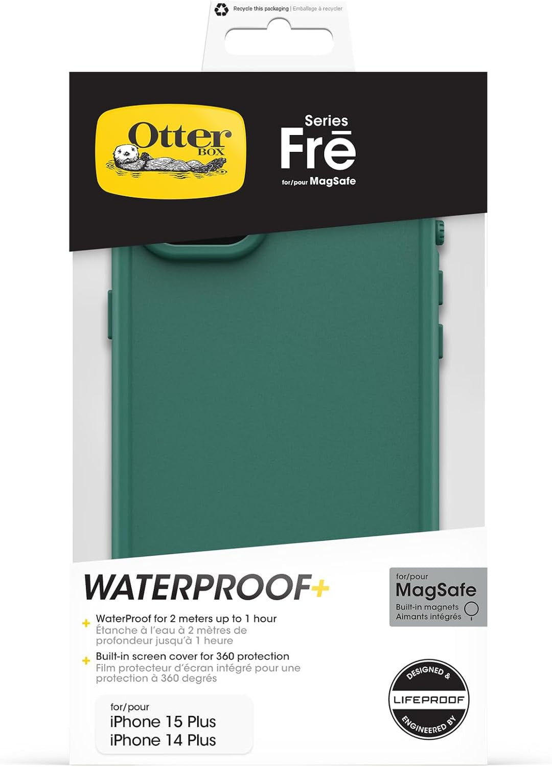 OtterBox Fre Hülle für iPhone 15 Plus für MagSafe, Wasserdicht (IP68), stossfest, schmutzabweisend,