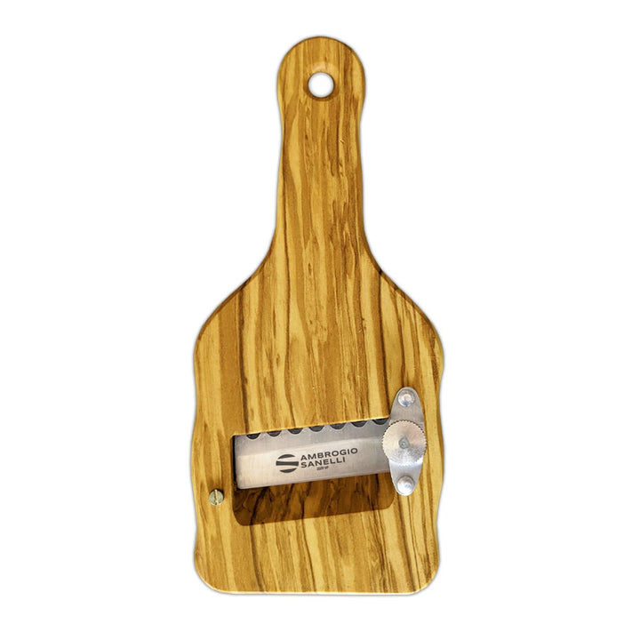 Sanelli Ambrogio 1741.000 Affettatartufi Feinhobel Olivenholz mit Wellenschliff, Holz, Braun, 23.0 x