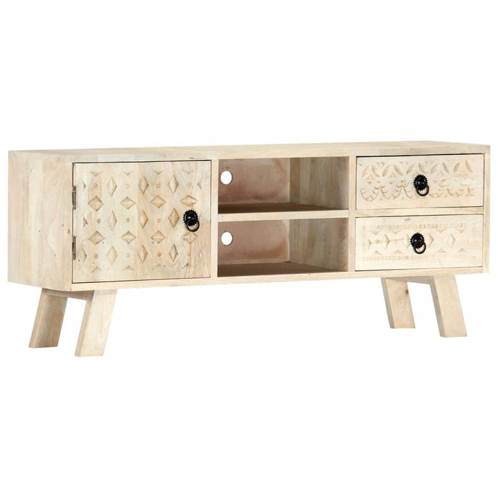 vidaXL Mangoholz Massiv TV Schrank mit 2 Schubladen Lowboard Fernsehschrank Fernsehtisch HiFi-Schran
