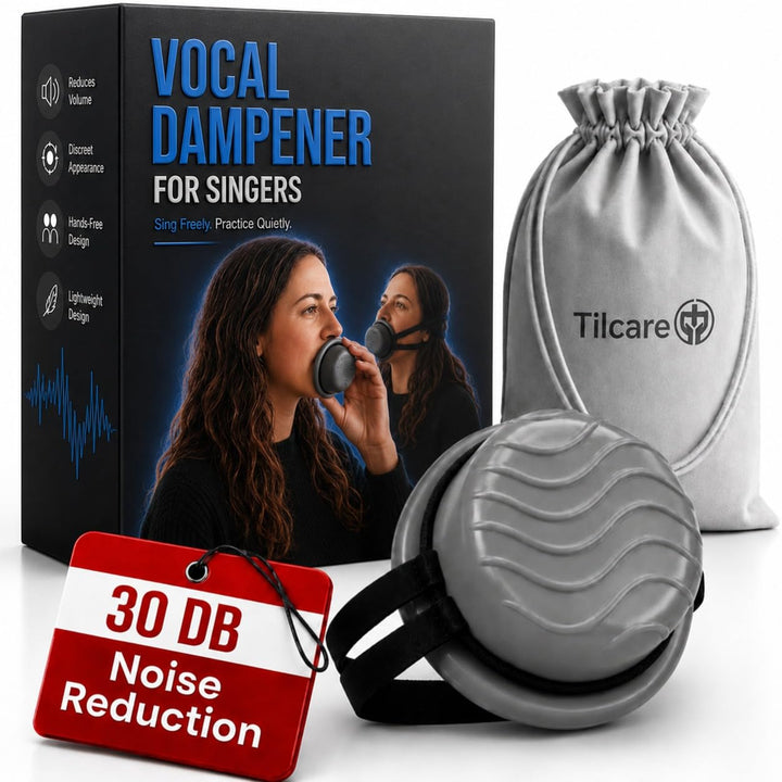 Stimmdämpfer für Sänger - Reduziert den Schall um 30 dB, Freihändig und Atmungsaktiv, mit Verstellba