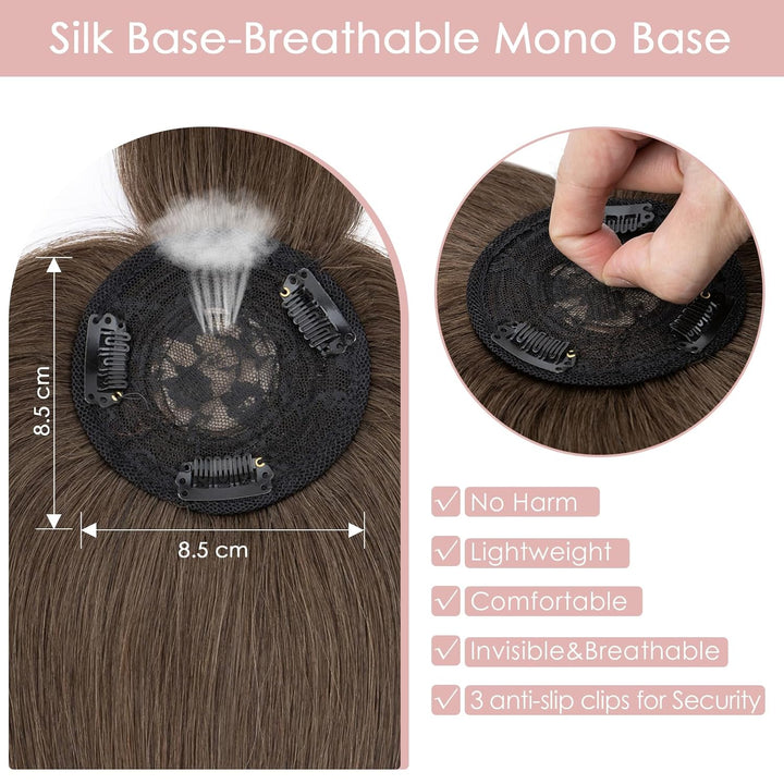 Silk-co Topper Extensions Haarteile Echthaar Clip in Extensions Echthaar Weich Natürlich Glatt Toupe